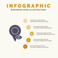 Eye Location Map Pointer Solid Icon Infographics 5 Steps Presentation Background vector