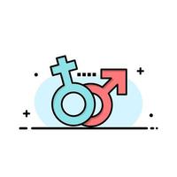 género masculino femenino símbolo negocio línea plana lleno icono vector banner plantilla