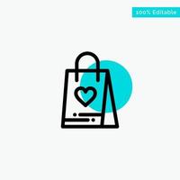 Shopping Love Gift Bag turquoise highlight circle point Vector icon