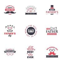 te amo diseño de tarjeta de papá para la colección de tipografía del día del padre feliz 9 elementos de diseño vectorial editables de diseño negro y rosa vector