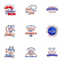 Happy fathers day 9 Blue and red typography set Vector emblems Lettering for greeting cards banners tshirt design You are the best dad Editable Vector Design Elements