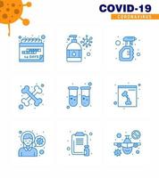 Coronavirus Awareness icon 9 Blue icons icon included blood test skeleton cleaning cross virus viral coronavirus 2019nov disease Vector Design Elements