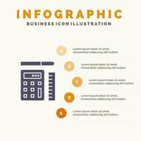 Pen Calculator Scale Education Infographics Presentation Template 5 Steps Presentation vector