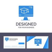 Creative Business Card and Logo template Computer Cap Education Graduation Vector Illustration