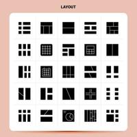 Solid 25 Layout Icon set Vector Glyph Style Design Black Icons Set Web and Mobile Business ideas design Vector Illustration