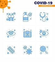 COVID19 corona virus contamination prevention Blue icon 25 pack such as crying medical case healthcare first aid eyesight viral coronavirus 2019nov disease Vector Design Elements