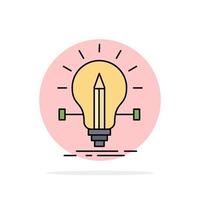 bulb creative solution light pencil Flat Color Icon Vector