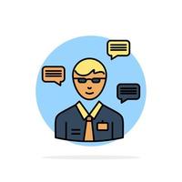 Man Manager Sms Chat Popup Abstract Circle Background Flat color Icon vector