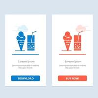 Drink Ice Cream Summer Juice  Blue and Red Download and Buy Now web Widget Card Template vector