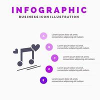 música nodo nodo letras amor canción sólido icono infografía 5 pasos presentación antecedentes vector