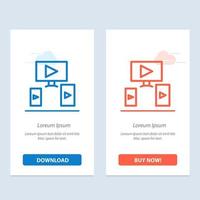 Computer Video Design  Blue and Red Download and Buy Now web Widget Card Template vector