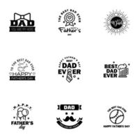 Happy fathers day 9 Black vintage retro type font Illustrator eps10 Editable Vector Design Elements