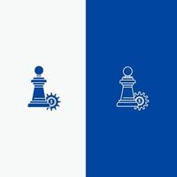 estrategia de negocio de ajedrez línea de éxito y glifo icono sólido banner azul línea y glifo icono sólido banner azul vector