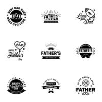 Happy fathers day card 9 Black Set Vector illustration Editable Vector Design Elements