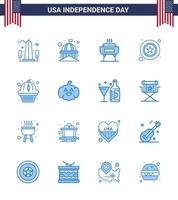 paquete de iconos de vector de stock de día americano 16 signos y símbolos de línea para firmar policía usa hombres festividad elementos de diseño de vector de día de estados unidos editables