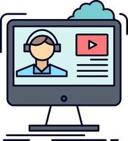 tutorials video media online education Flat Color Icon Vector