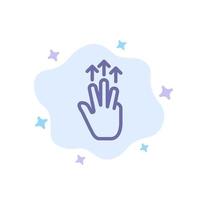 Gestures Hand Mobile Three Finger Touch Blue Icon on Abstract Cloud Background vector