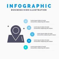 ubicación mapa camino mundo sólido icono infografía 5 pasos presentación antecedentes vector