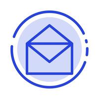 correo electrónico mensaje de correo abierto línea punteada azul icono de línea vector