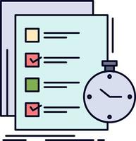 todo task list check time Flat Color Icon Vector