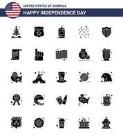 25 iconos creativos de estados unidos signos de independencia modernos y símbolos del 4 de julio del fuego de seguridad americano estadounidense elementos de diseño vectorial del día de estados unidos editables de estados unidos vector