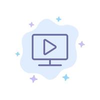 Monitor Computer Video Play Blue Icon on Abstract Cloud Background vector