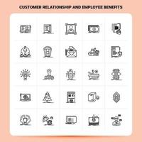 OutLine 25 Customer Relationship and Employee Benefits Icon set Vector Line Style Design Black Icons Set Linear pictogram pack Web and Mobile Business ideas design Vector Illustration