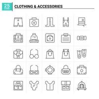 25 Clothing Accessories icon set vector background