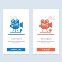 Camera Movie Video Camera Love Valentine  Blue and Red Download and Buy Now web Widget Card Template vector