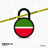 Tatarstan Lock DOwn Lock Coronavirus pandemic awareness Template COVID19 Lock Down Design vector