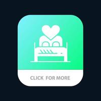 Bed Love Lover Couple Valentine Night Room Mobile App Button Android and IOS Glyph Version vector