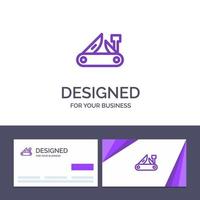 Creative Business Card and Logo template Army Knife Multi tool Pocket Knife Swiss Vector Illustration