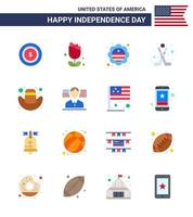 16 USA Flat Signs Independence Day Celebration Symbols of hat american flag sport hokey Editable USA Day Vector Design Elements