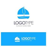 Beach Boat Ship Blue Solid Logo with place for tagline vector