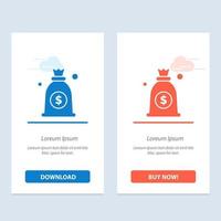 Dollar Money Bag  Blue and Red Download and Buy Now web Widget Card Template vector