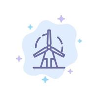 Clean Energy Green Power Windmill Blue Icon on Abstract Cloud Background vector