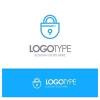 Internet Lock Locked Security Blue outLine Logo with place for tagline vector