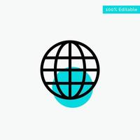 World Globe Map Internet turquoise highlight circle point Vector icon