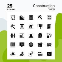 25 conjunto de iconos de construcción 100 archivos editables eps 10 ideas de concepto de logotipo de empresa diseño de icono de glifo sólido vector