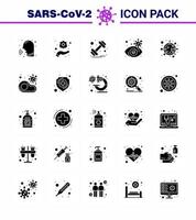 Covid19 Protection CoronaVirus Pendamic 25 Solid Glyph icon set such as coronavirus virus infected dumbbell view eye viral coronavirus 2019nov disease Vector Design Elements