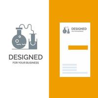 Tube Flask Lab Science Grey Logo Design and Business Card Template vector