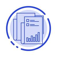 Report Analytics Audit Business Data Marketing Paper Blue Dotted Line Line Icon vector