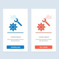 Setting Wrench Gear  Blue and Red Download and Buy Now web Widget Card Template vector