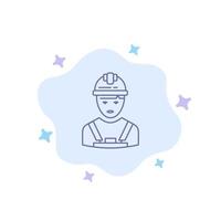 Worker Industry Avatar Engineer Supervisor Blue Icon on Abstract Cloud Background vector