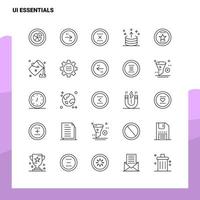 conjunto de iconos de línea esenciales de interfaz de usuario conjunto de 25 iconos diseño de estilo minimalista vectorial conjunto de iconos negros paquete de pictogramas lineales vector