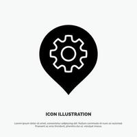 Gear Setting Location Map solid Glyph Icon vector