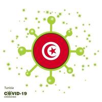 Tunisia Coronavius Flag Awareness Background Stay home Stay Healthy Take care of your own health Pray for Country vector