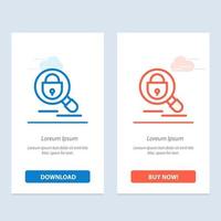 Search Research Lock Internet  Blue and Red Download and Buy Now web Widget Card Template vector