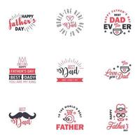 Happy fathers day 9 Black and Pink vintage retro type font Illustrator eps10 Editable Vector Design Elements