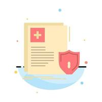 Document Protection Shield Medical Health Abstract Flat Color Icon Template vector